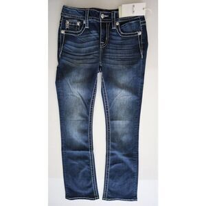 Miss Me M9176BV Women's Sz 26 Dark Blue Aztec Haze Mid-Rise Bootcut Jeans